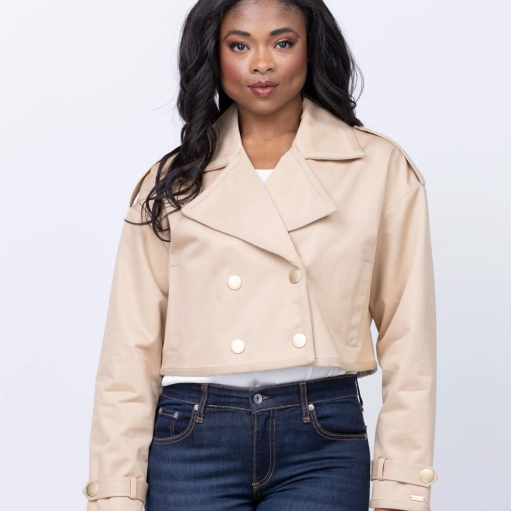 L'AGENCE Cream Double-Breasted Trench Coat